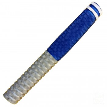Silver and Royal Blue with White Dynamite Cricket Bat Grip