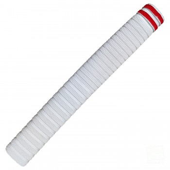 White with Red Bands Dynamite Cricket Bat Grip