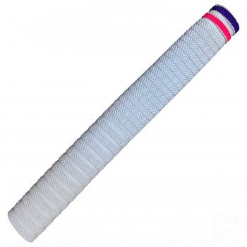 White with Purple and Neon Pink Bands Dynamite Cricket Bat Grip
