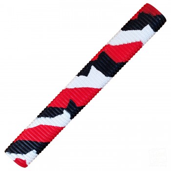 Red, Black and White Bracelet Splash-Spiral Cricket Bat Grip