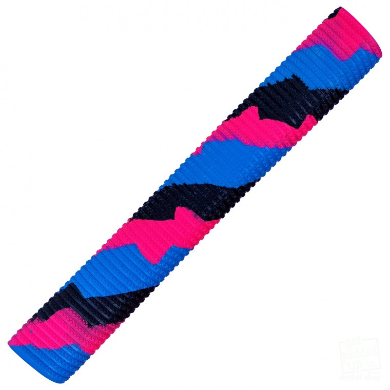 Black, Sky Blue and Neon Pink Bracelet Splash-Spiral Cricket Bat Grip