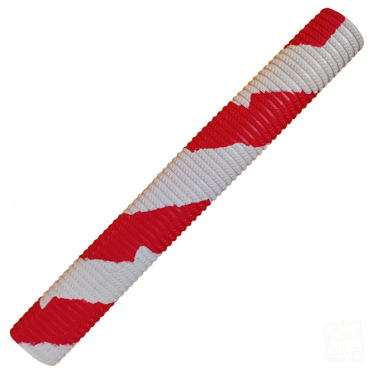 White and Red Bracelet Splash Spiral Cricket Bat Grip