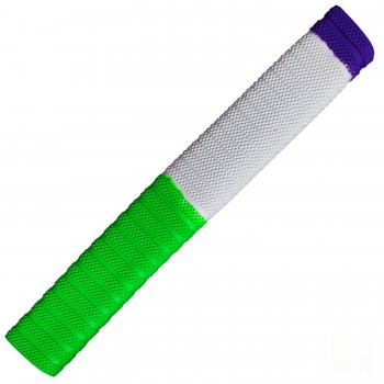 Neon Green and White with Purple Dynamite Cricket Bat Grip
