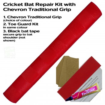 Cricket Bat Repair Kit with Chevron Traditional Grip