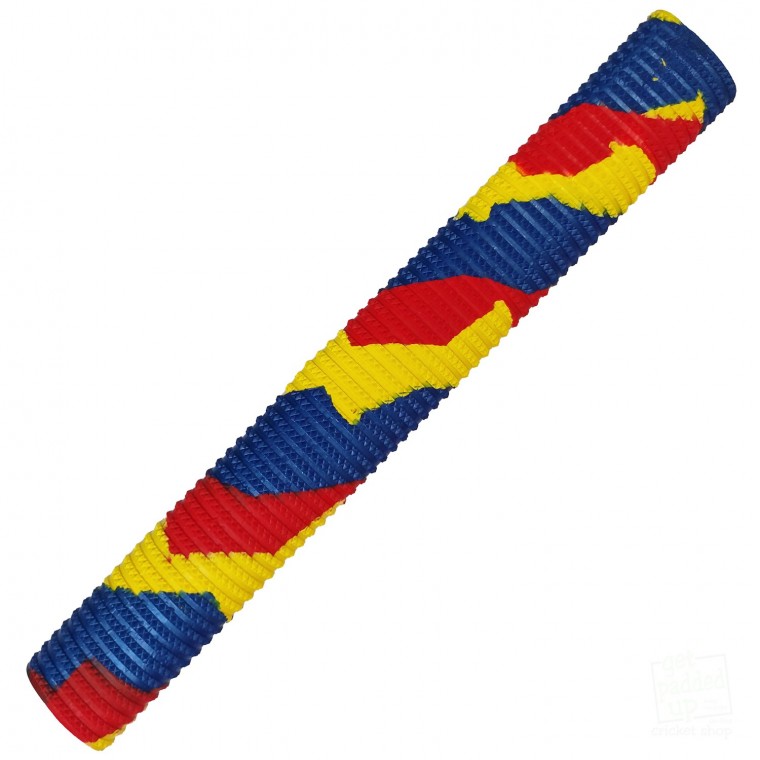 Red / Yellow / Royal Blue Bracelet Splash-Spiral Cricket Bat Grip