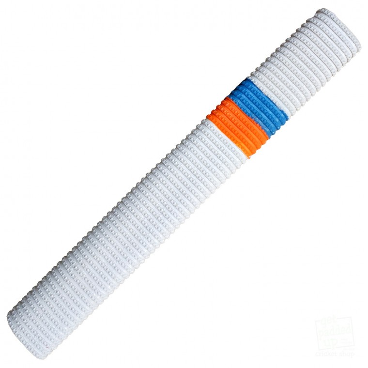White with Orange and Sky Blue Bracelet Cricket Bat Grip