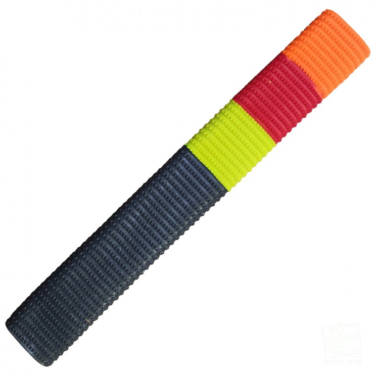 Gunmetal, Neon Yellow, Red and Orange Bracelet Cricket Bat Grip