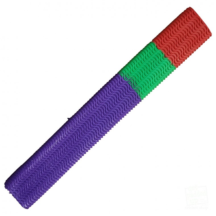 Purple, Lime Green and Red Aqua Wave Cricket Bat Grip