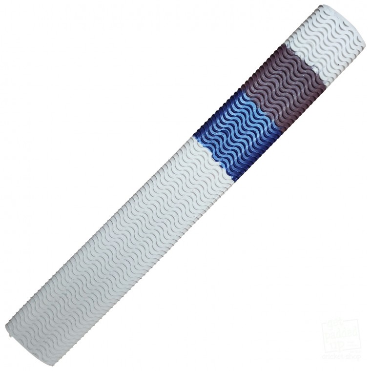 White, Royal Blue and Eggplant Aqua Wave Cricket Bat Grip