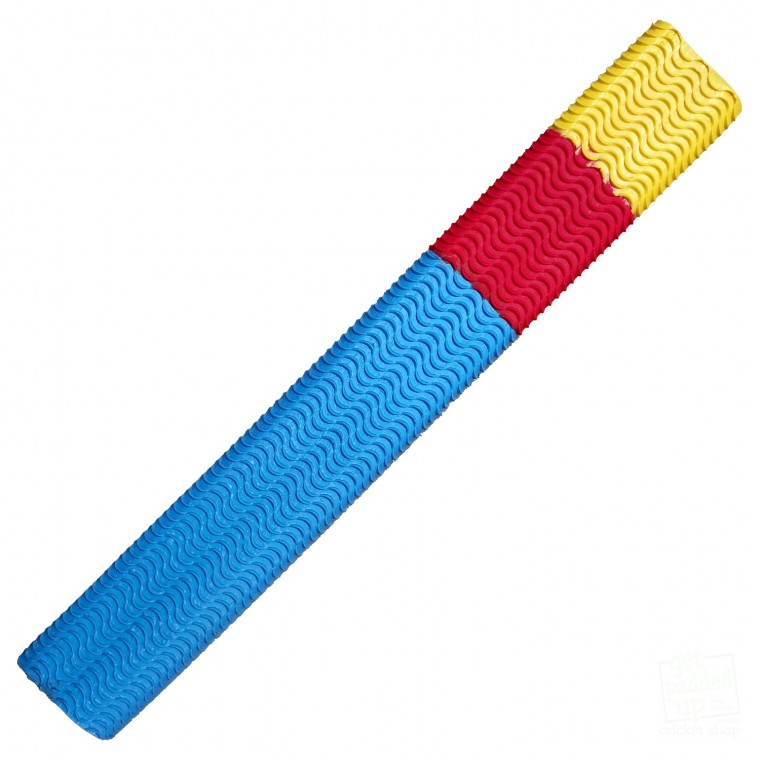 Sky Blue, Red and Yellow Aqua Wave Cricket Bat Grip